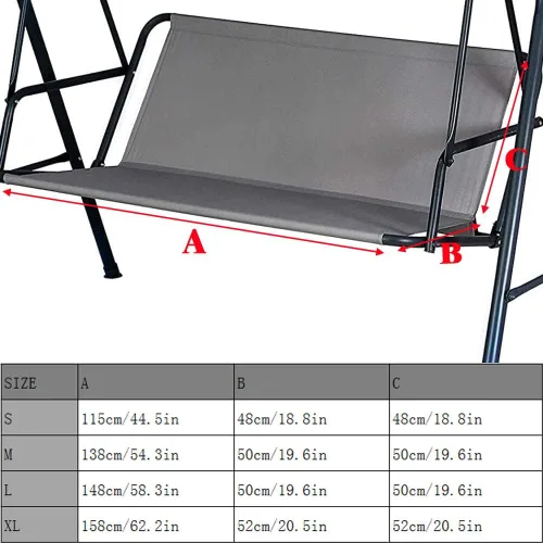 Miniatura 5 de Funda para Silla Columpio Funda de Repuesto para Banco, 600D Impermeable Fundas de Asiento para Silla Mecedora para Patio Exterior Jardín Silla Gris