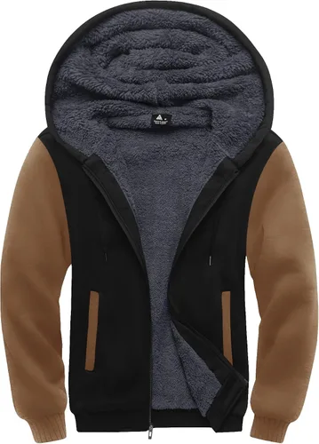 Miniatura 50 de SCODI Sudaderas con capucha para hombre, forro polar pesado, cremallera completa, forro de sherpa grueso, chaqueta con capucha