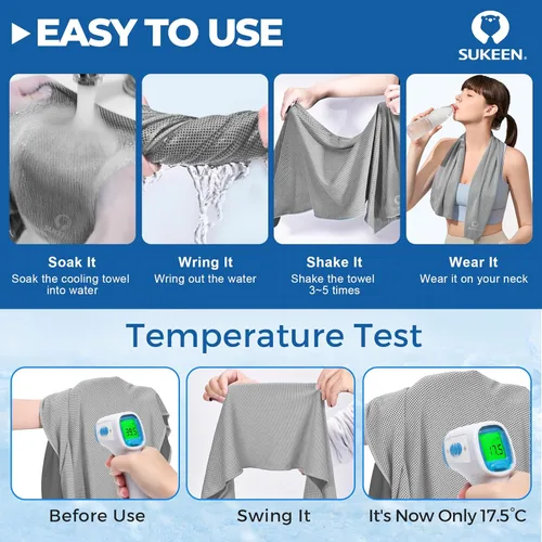 Miniatura 3 de Sukeen Paquete de 6 toallas refrescantes (40 x 12 pulgadas), toallas refrescantes para cuello y cara, trapos de enfriamiento, toallas ligeras
