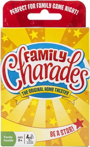 Outset Media Family Charades Juego de cartas apto para viajes - Incluye más de 300 adivinanzas - Perfecto para fiestas, vacaciones y días festivos -