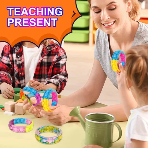 Miniatura 2 de Pulseras de reventar juguetes para la ansiedad, paquete de 24 juguetes a granel para fiestas para niños, pulseras Pop Fidget Toy Fidgets