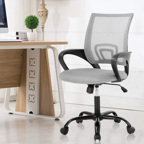 Miniatura 2 de Meet perfect Silla de oficina de escritorio con respaldo medio, silla ergonómica moderna para computadora con soporte lumbar y reposabrazos, silla