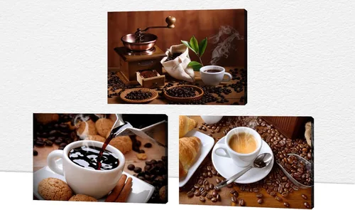 Miniatura 19 de GUTTATY Decoración de pared de fotos de cocina, 3 piezas de lienzo de arte para pared, impresiones en lienzo de amor para comer y beber, arte