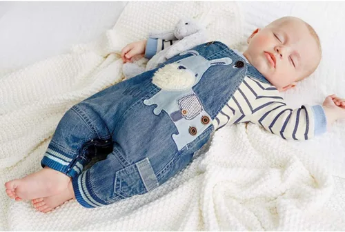 Miniatura 2 de Linda ropa de bebé niño traje niño niño camiseta de manga larga a rayas + mono de mezclilla mono pantalones conjuntos conjuntos