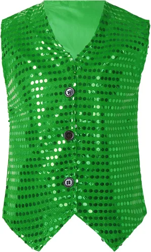 Oyolan Chaleco brillante con lentejuelas brillantes para niños, disfraz de baile, ropa de calle, hip hop, chaqueta de rendimiento