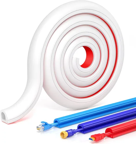 78 Pulgadas Ocultador de Cables Autoadhesivo para TV, Cable Flexible para Audio Doméstico, Conductos para Cables Coaxiales RG6, Ocultador de Cables
