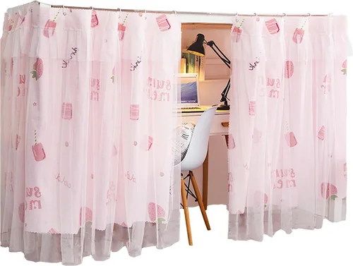 Miniatura 19 de Cortinas de gasa bonitas genéricas para litera con dosel de cama con encaje, 2 paneles, aguacate