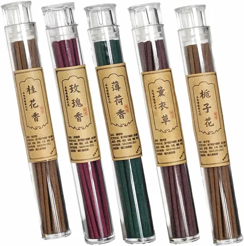 Juego de 5 varitas de incienso chino (120 varillas), lavanda, osmanthus, rosa, gardenia, menta y aroma natural