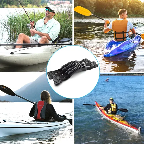 Miniatura 6 de Kit de aparejo de mango de transporte de kayak, asas de transporte de canoa de kayak, piezas de repuesto de cuerda elástica de 15 pies y 0.236 in