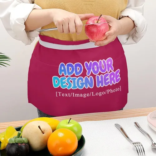 Miniatura 195 de AXKEUDO Delantal personalizado con bolsillos, delantales de cintura para camarera para cocinar en casa, restaurante, servir trabajo