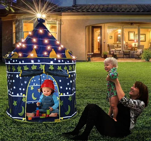 Miniatura 4 de Tienda de campaña y luces para niños, casa de juegos para niños, 41 x 53 pulgadas, azul