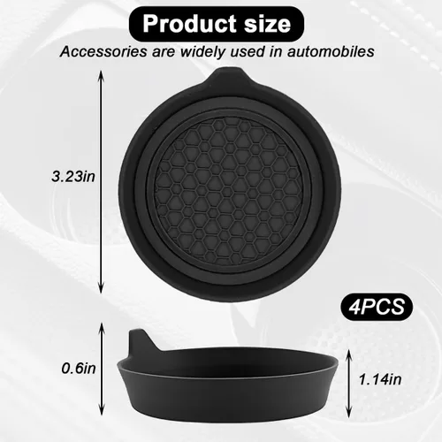 Miniatura 2 de HZEL Posavasos Portavasos para Automóvil, 4PCS Almohadillas Antideslizantes Impermeables para Botellas de Agua de Vehículos, Alfombrillas Empotradas