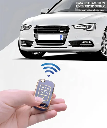 Miniatura 6 de Compatible con funda para llavero Chevy con llavero – Funda de TPU suave negra para Chevy Equinox Impala Malibu Camaro Cruze Sonic Terrain 5 botones