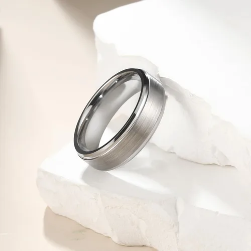 Miniatura 3 de King Will - Anillo de tungsteno básico para hombre, de 1564, 932, 516, 2364 y 2564 de pulgada, con acabado cepillado mate, ideal como anillo