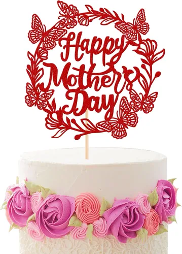 Miniatura 35 de Rsstarxi Paquete de 30 adornos dorados para cupcakes para el Día de la Madre con purpurina para el Día de la Madre, la mejor mamá del mundo