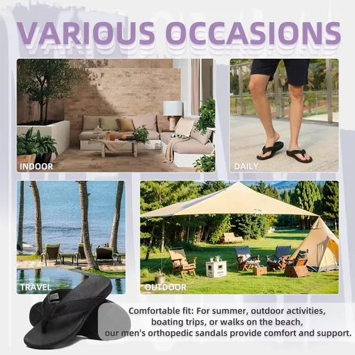 Miniatura 6 de MEGNYA Sandalias ortopédicas para hombre para fascitis plantar, sandalias atléticas con soporte para el arco, cómodas pantuflas para caminar