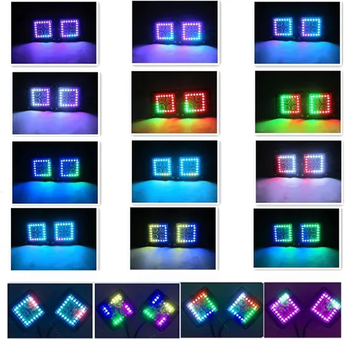Miniatura 6 de ASLONG 4 piezas de 4" pulgadas LED Pods Barra de luz de trabajo todoterreno con halo RGB multicolor persiguiendo 16 colores sólidos más de 92 modos