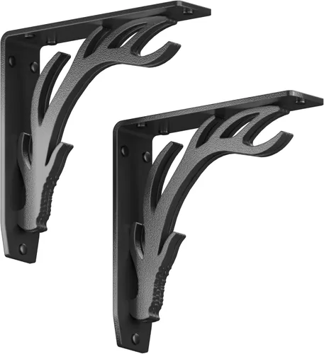 Starby Elk Lodge Antler - Soportes de acero resistente para repisa de chimenea, estante flotante, soporte de encimera, cabaña de troncos - soldados