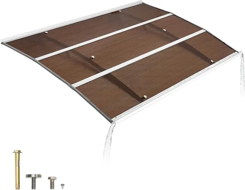 Miniatura 14 de VEVOR Toldo para puerta de entrada, toldo de puerta de ventana de 24 x 24 pulgadas con drenaje y soporte de ABS, cubierta de policarbonato