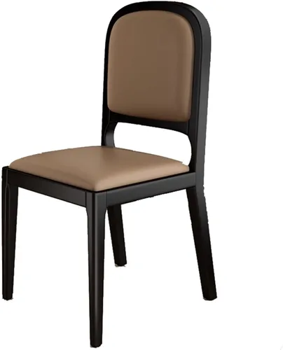 Miniatura 26 de Leather Seat Dining Room Chair with Back, Wooden Dining Chairs Set Kitchen Chair, Dining Room Chairs Armless Seat for Kitchen Living Room Black+khaki