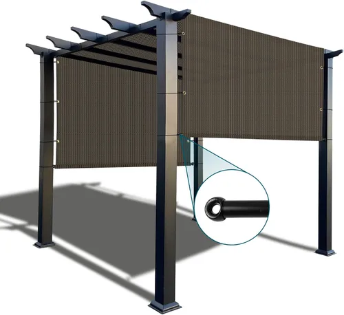 COARBOR Toldo de repuesto para pérgola de exterior, 11 x 4 pies, pantalla de privacidad para patio, con ojales, varillas de peso para patio, Marrón