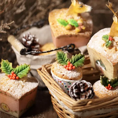 Miniatura 4 de Cestony Moldes de silicona de hoja de acebo y piña de Navidad para pastel de bricolaje, fondant, galletas, pudín de azúcar, chocolate, dulces duros