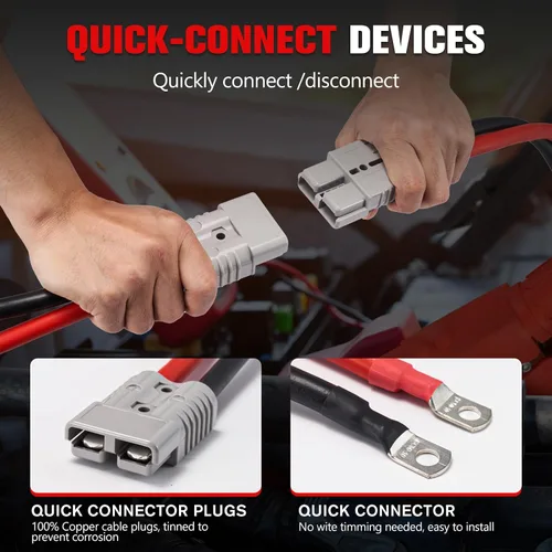 Miniatura 5 de FIERYRED Cables de puente de conexión rápida de calibre 0 de 30 pies, cables de refuerzo resistentes de 1200 A con bolsa de viaje, cable de arranque