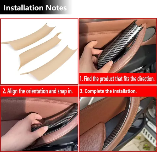 Miniatura 5 de Fundas para Manija de Puerta Compatibles con BMW Serie X5 F15/F85 2014-2018, BMW Serie X6 F16/F86 2015-2018 (3 piezas) (Beige)