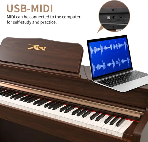 Miniatura 3 de Piano digital de 88 teclas con teclado de tamaño completo y teclas completamente ponderadas, teclado de piano acústico profesional con martillo