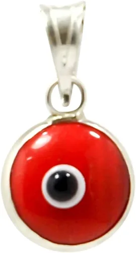 Miniatura 6 de Collar con colgante de ojo malvado de 7 mm de vidrio redondo en plata de ley 925 (solo colgante) - 7 colores para elegir para hombres y mujeres