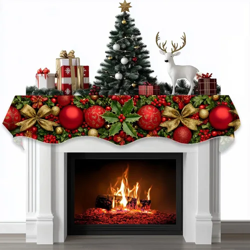 Miniatura 21 de BVBOX Bufanda Decorativa para Repisa de Chimenea Navideña, Cubierta Corredor para Repisa de Chimenea de Navidad e Invierno