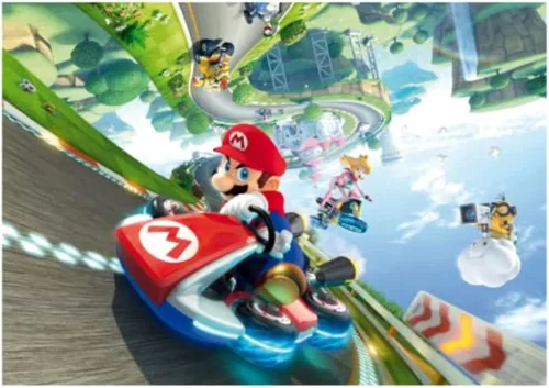 Miniatura 2 de Winning Moves Mario Kart Funracer - Juego de rompecabezas de 1000 piezas, reúne la icónica escena de Mario Kart, contiene un póster a escala