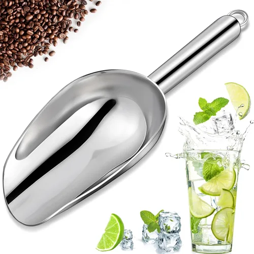 OLESBUR Cuchara de hielo premium para congelador - Cuchara de hielo de metal multiusos para máquina de hielo - Cuchara de hielo pequeña de acero