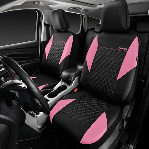 Miniatura 2 de CAR PASS Fundas de Asiento de Cuero Rosa, Funda de Asiento para Coche con Acolchado Gracioso y Bonito con 5mm de Esponja Compuesta