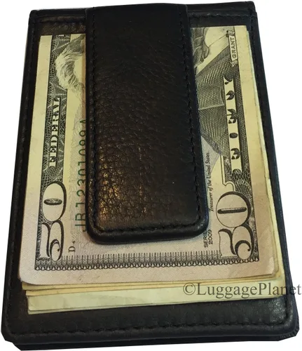 Miniatura 2 de Osgoode Marley Cartera de cuero para hombre con clip de dinero plegable magnética RFID, Negro -, Cartera Rfid