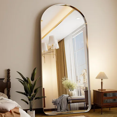 Miniatura 27 de Easly Espejo de Cuerpo Completo de Gran Tamaño, 76" x 34" Espejo Arqueado de Cuerpo Completo, Marco de Metal Negro, Espejo de Piso para Dormitorio
