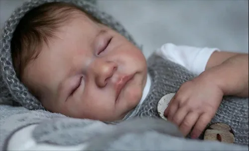 Miniatura 2 de iCradle Preciosa muñeca de bebé Reborn de 19 pulgadas de vinilo completo realista muñeca bebé niño pelo arraigado durmiendo realista muñeca recién