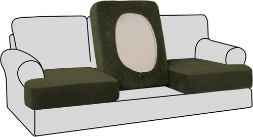 Miniatura 24 de H.VERSAILTEX Fundas de terciopelo elástico para silla con cojín en forma de T para sala de estar, funda de sofá, funda de asiento con cojín