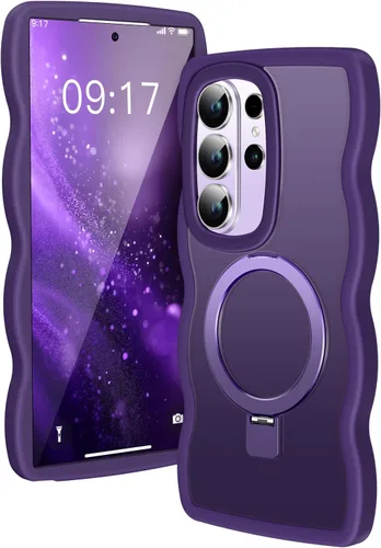Miniatura 12 de [Soporte magnético y marco ondulado] Funda para Samsung Galaxy S24 Ultra [compatible con MagSafe] [protección militar contra caídas] no amarillenta
