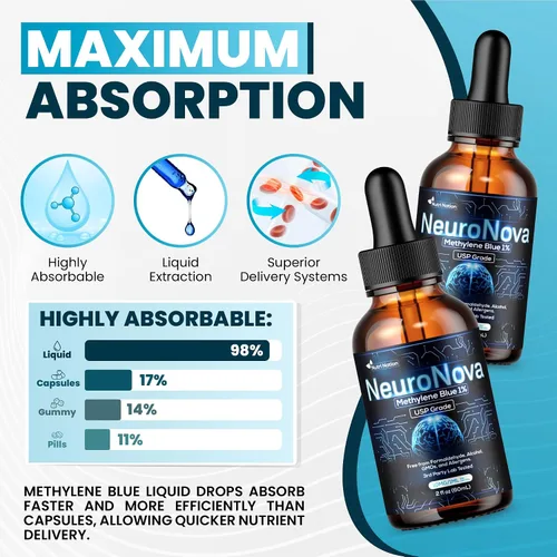 Miniatura 4 de Gotas de azul de metileno 1%, grado farmacéutico USP 99.99%, probado en laboratorio de terceros, azul de metileno supremo para humanos, azul