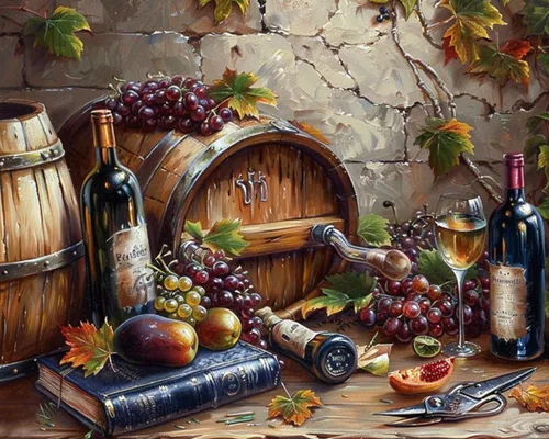 Miniatura 12 de Pintura de frutas por números para adultos, pintura al óleo digital de uva, sandía, naranja, melocotón, ciruela, lienzo, pintura acrílica, divertida