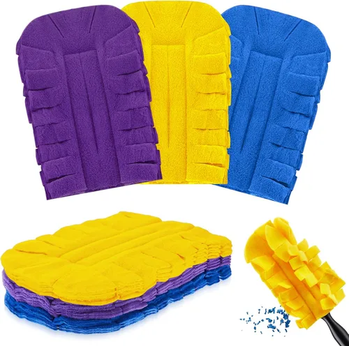 Miniatura 38 de Zubebe 12 piezas de repuesto de plumero de forro polar reutilizables, plumeros planos de plumas, almohadillas de limpieza lavables para múltiples