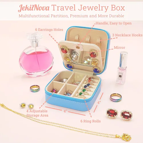Miniatura 2 de Joyero de viaje con inicial, joyero, organizador de joyas con espejo, accesorios de viaje imprescindibles de viaje para mujeres, profesores, regalos