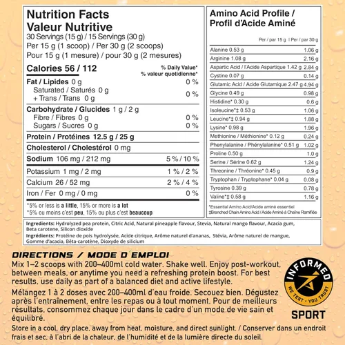 Miniatura 8 de PRO-SURGE - Proteína en polvo transparente sabor a mango y piña, 16.01 oz, 30 cucharadas, 0.88 onzas de aislado de proteína a base de plantas, sin