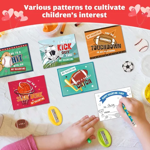 Miniatura 6 de Zonon 180 piezas de regalos para el día de San Valentín para niños, papelería de San Valentín con tarjetas, mini regalos para apretar y tazas