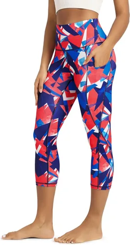Miniatura 34 de ODODOS - Leggings capri de cintura alta para mujer con bolsillos, control de abdomen, no se transparentan, para entrenamiento atlético, running