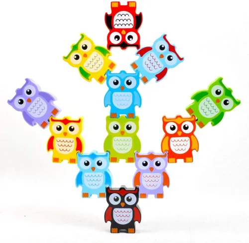 Discovery Toys Juego de acróbatas de equilibrio de madera de búhos apilables | Aprendizaje impulsado por niños | Juguete STEM para el desarrollo de