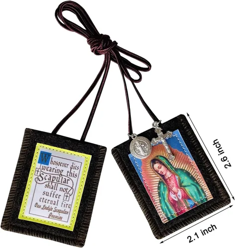 Miniatura 2 de Escapularios católicos, paquete de 3 collares a granel de Escapulario marrón de la Virgen De Guadalupe, Escapularios Católicos Escapularios