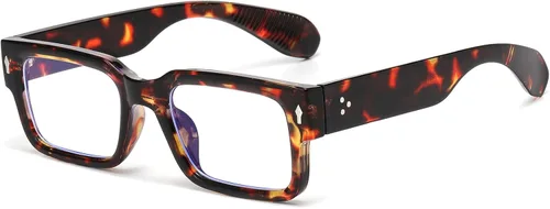 Miniatura 8 de Breaksun Lentes rectangulares para hombres y mujeres, anteojos cuadrados de luz azul, montura gruesa, lentes negros