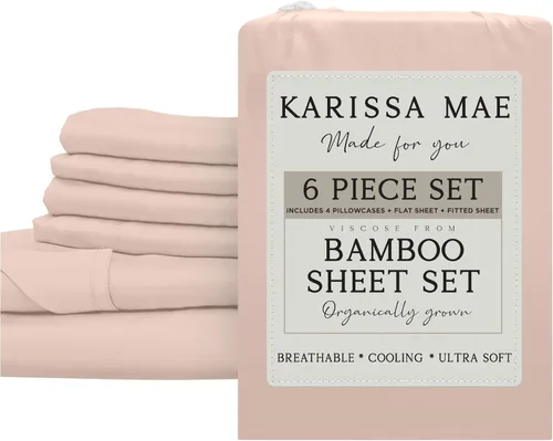 Miniatura 67 de KARISSA MAE Juego de sábanas tamaño individual de viscosa de bambú refrescante, 100% cultivadas orgánicamente, bolsillo profundo de 18 pulgadas